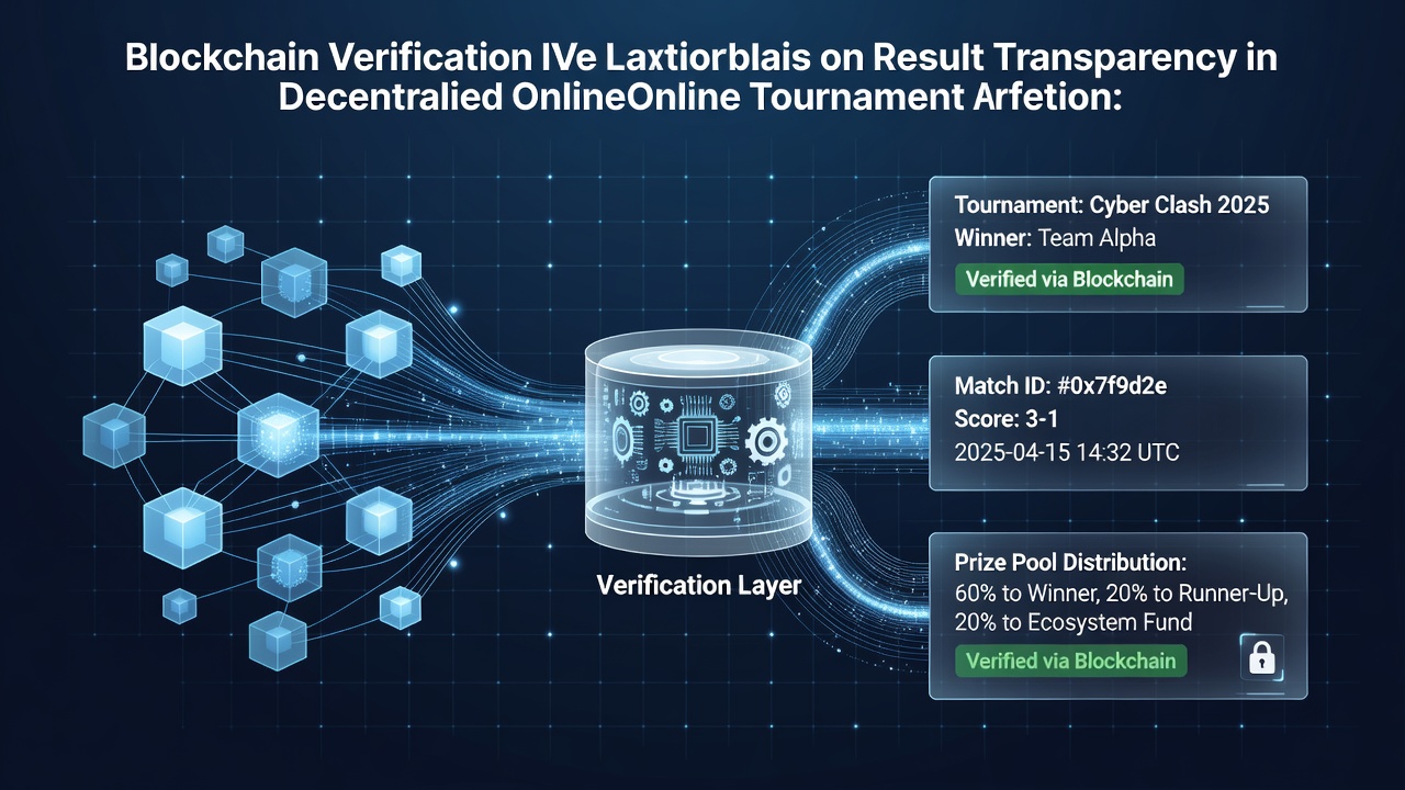 Blockchain verification layers displayed on a digital tournament interface showing immutable result logs