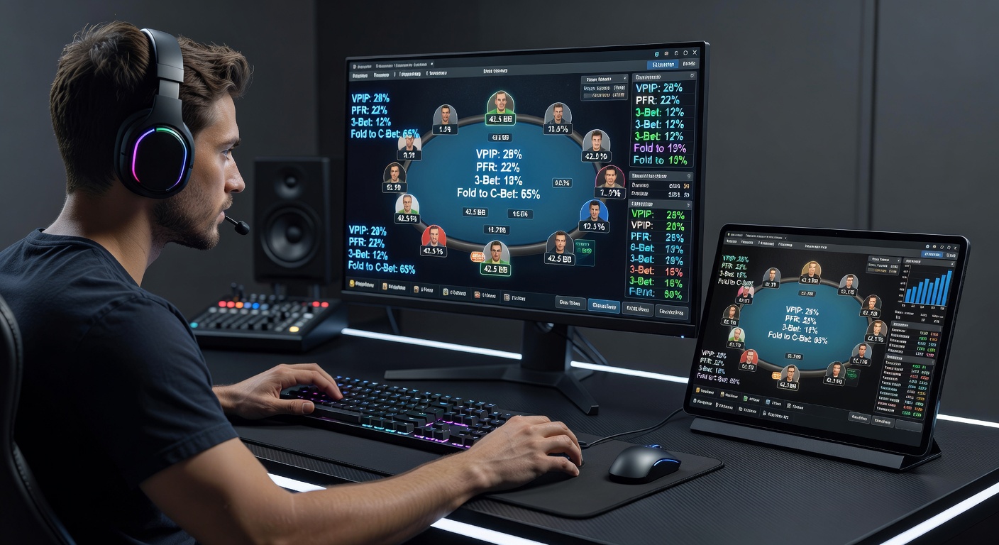 Detailed HUD popup analyzing an opponent's range and historical tendencies in a late-stage MTT, highlighting exploitable leaks