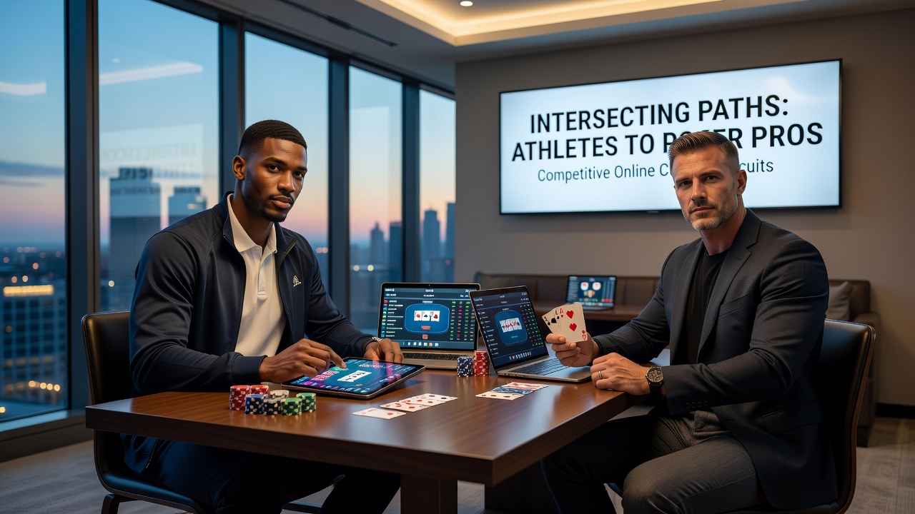Former athletes adapting strategies from sports fields to online poker tables during competitive sessions