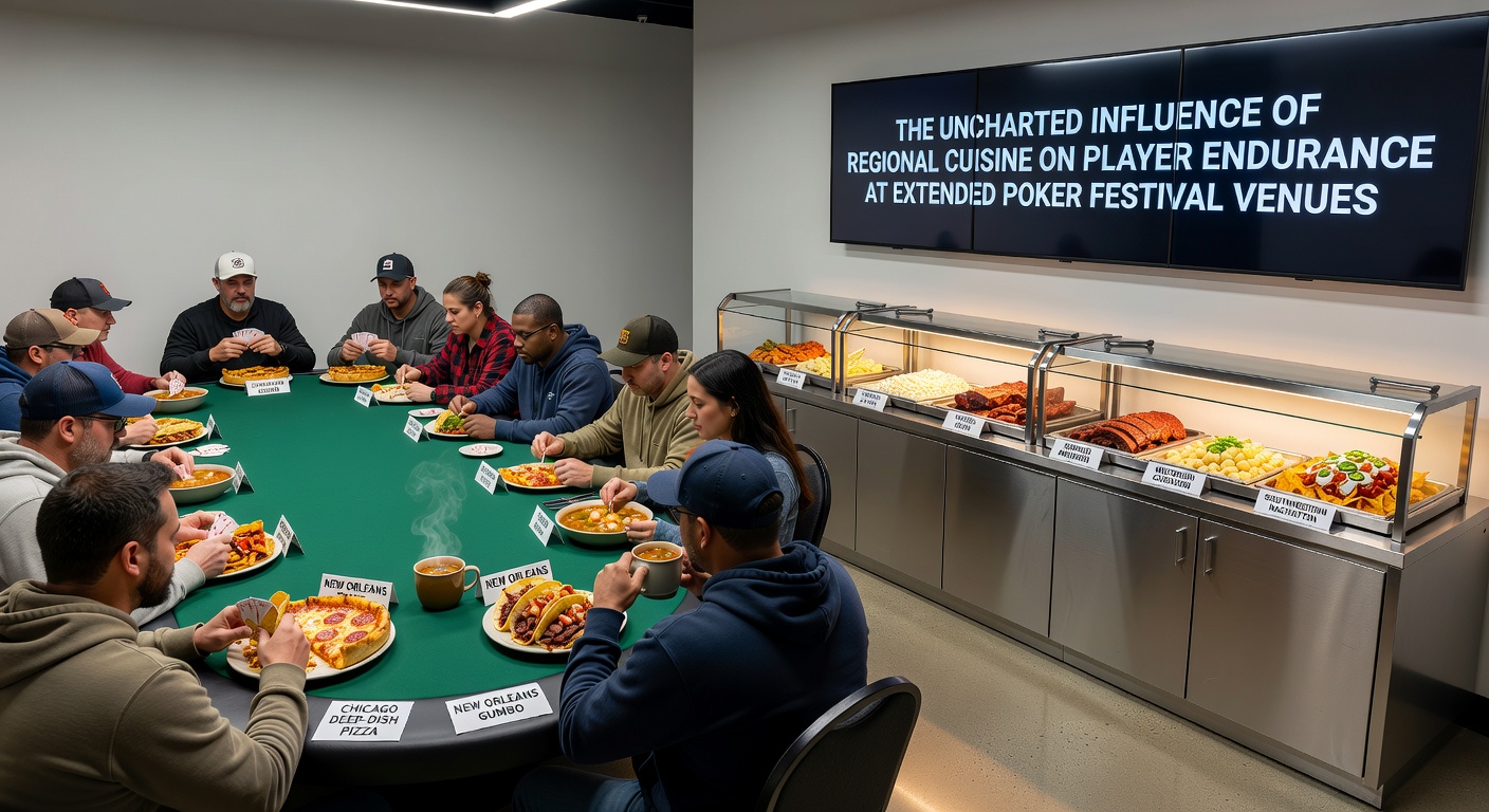 Diverse regional foods served at a poker festival buffet